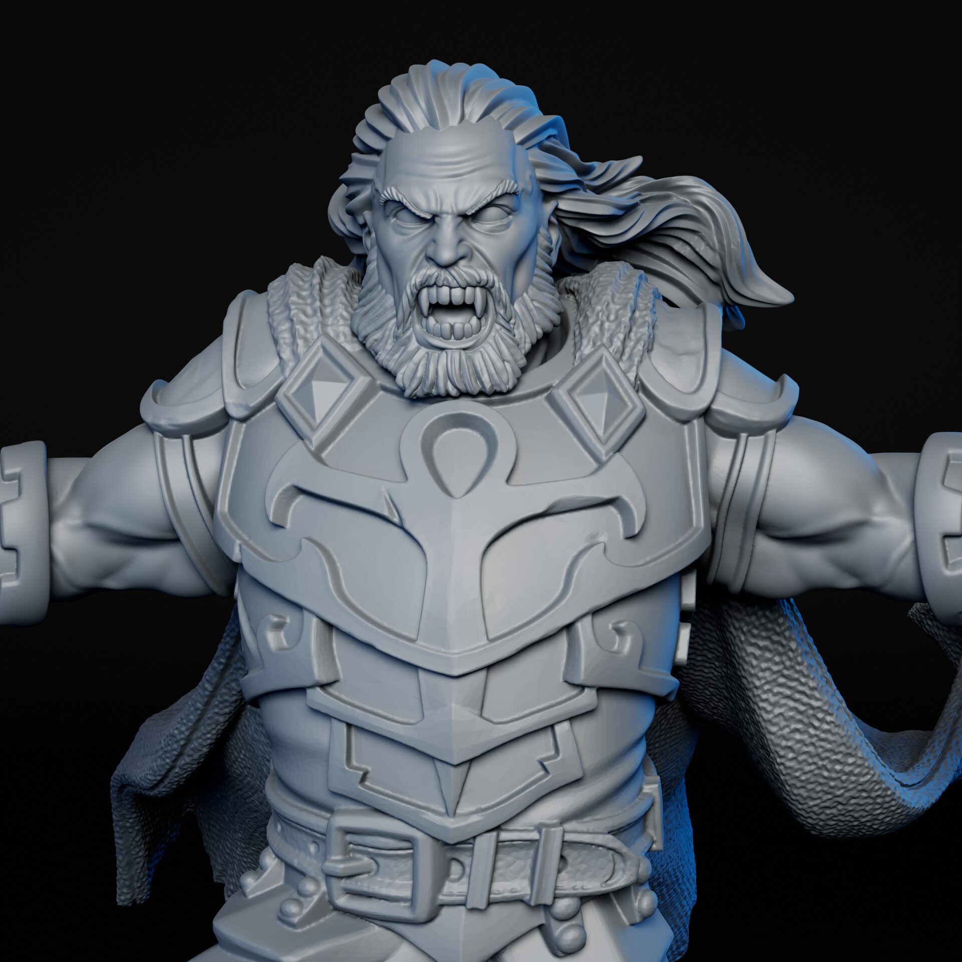 Front closeup of high-detailed 90mm Vampire Lord RPG fine art statue for collectors, sculpted by Alex Oliver for Fantastic Art Studios.
