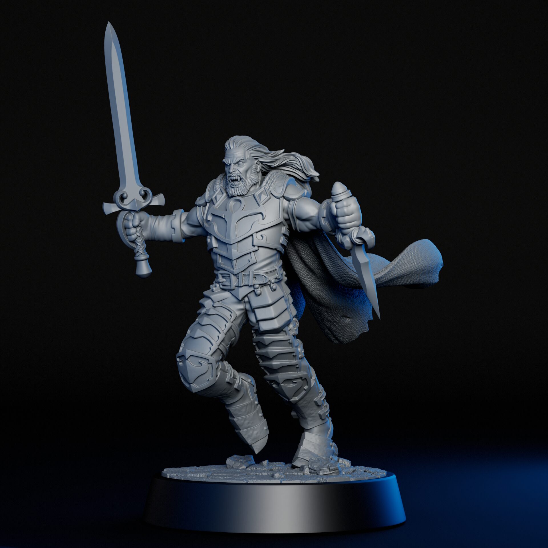 Left side of high-detailed 75mm vampire lord RPG fine art statue for collectors, sculpted by Alex Oliver for Fantastic Art Studios.