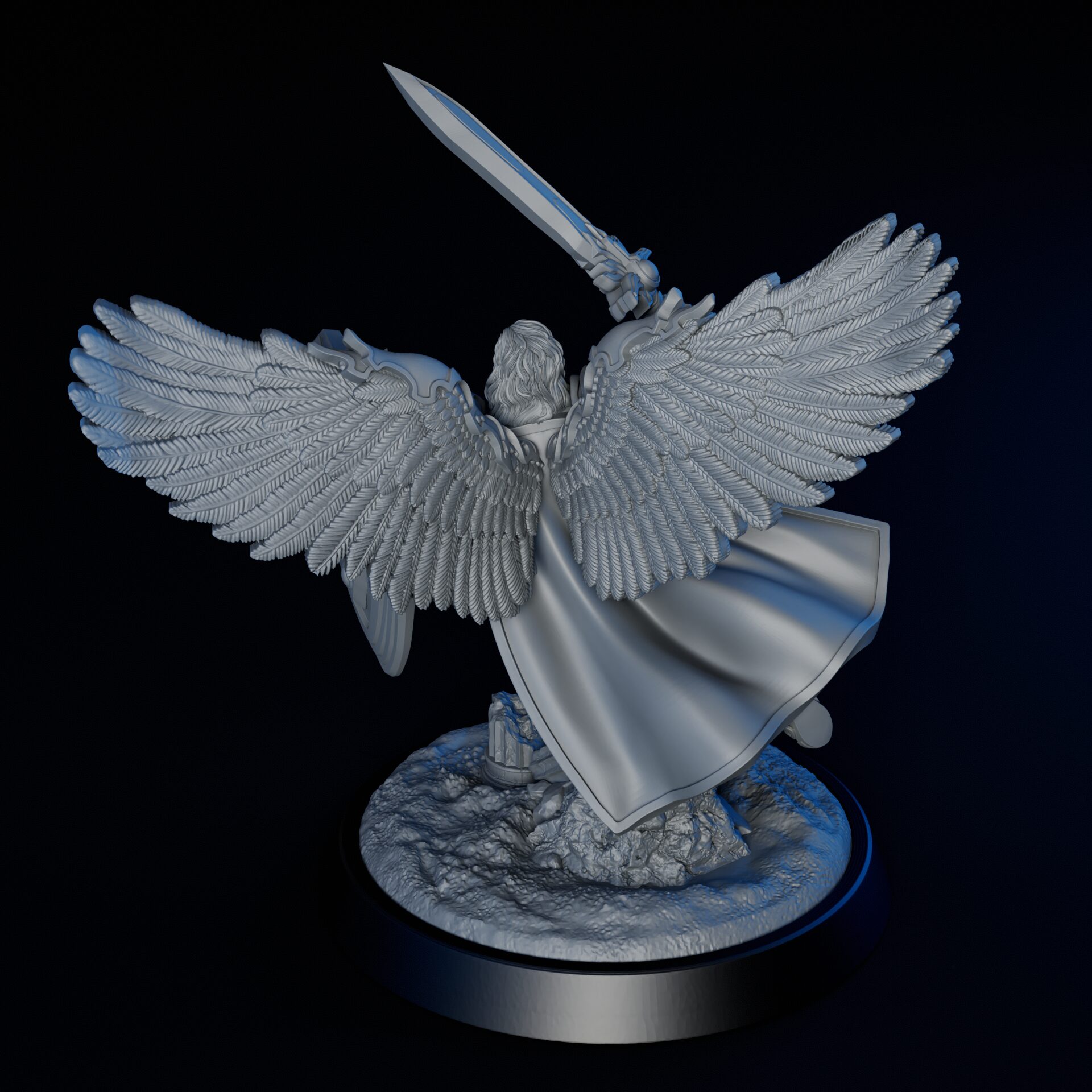 Wings of high-detailed 35mm solar angel RPG fine art miniature for collectors, sculpted by Alex Oliver for Fantastic Art Studios.