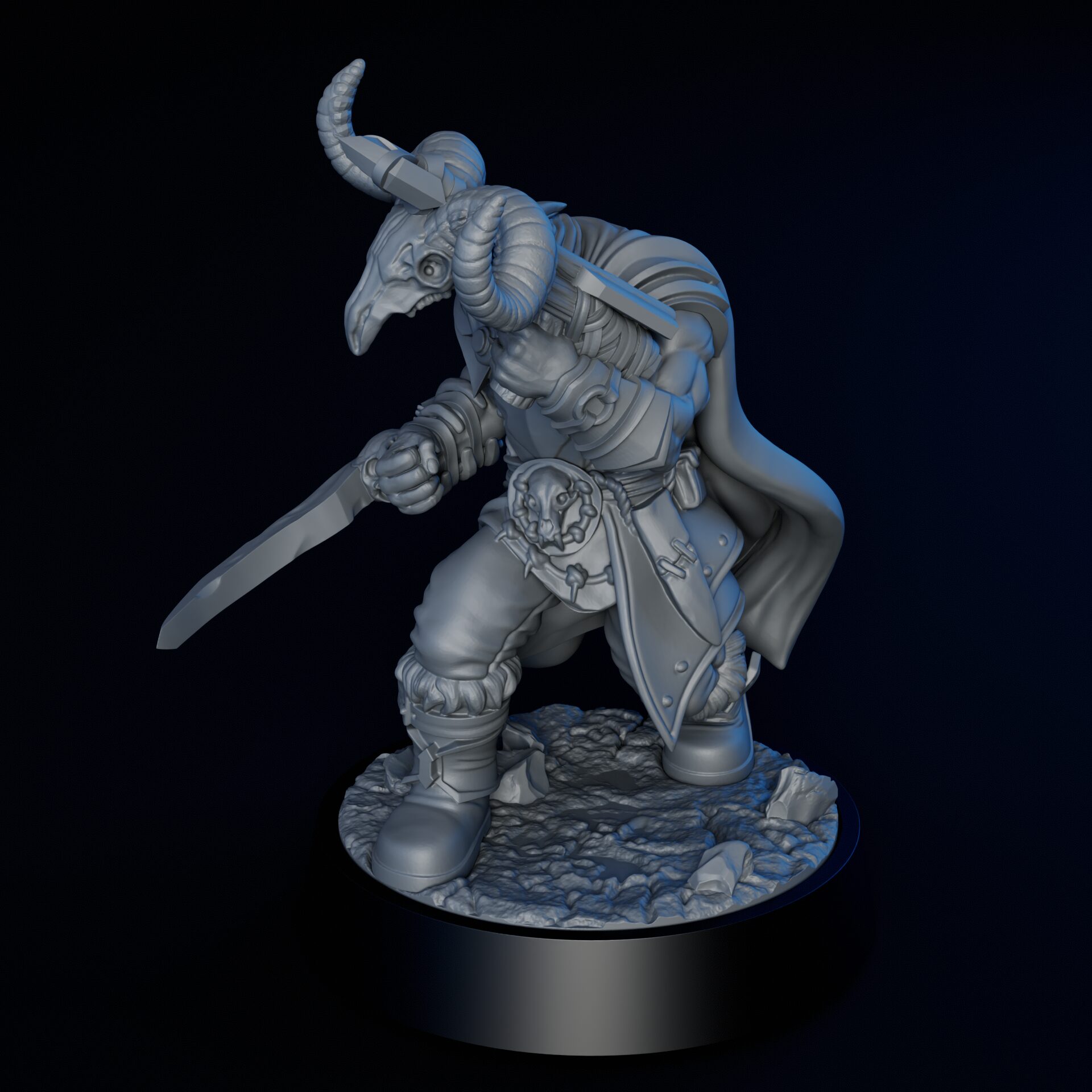Weapon of high-detailed 35mm rogue orc RPG fine art miniature for collectors, sculpted by Alex Oliver for Fantastic Art Studios.